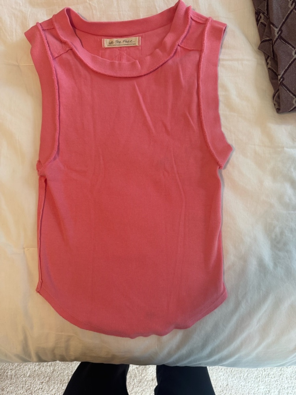 We The Free Bright Pink Ribbed Tank Top